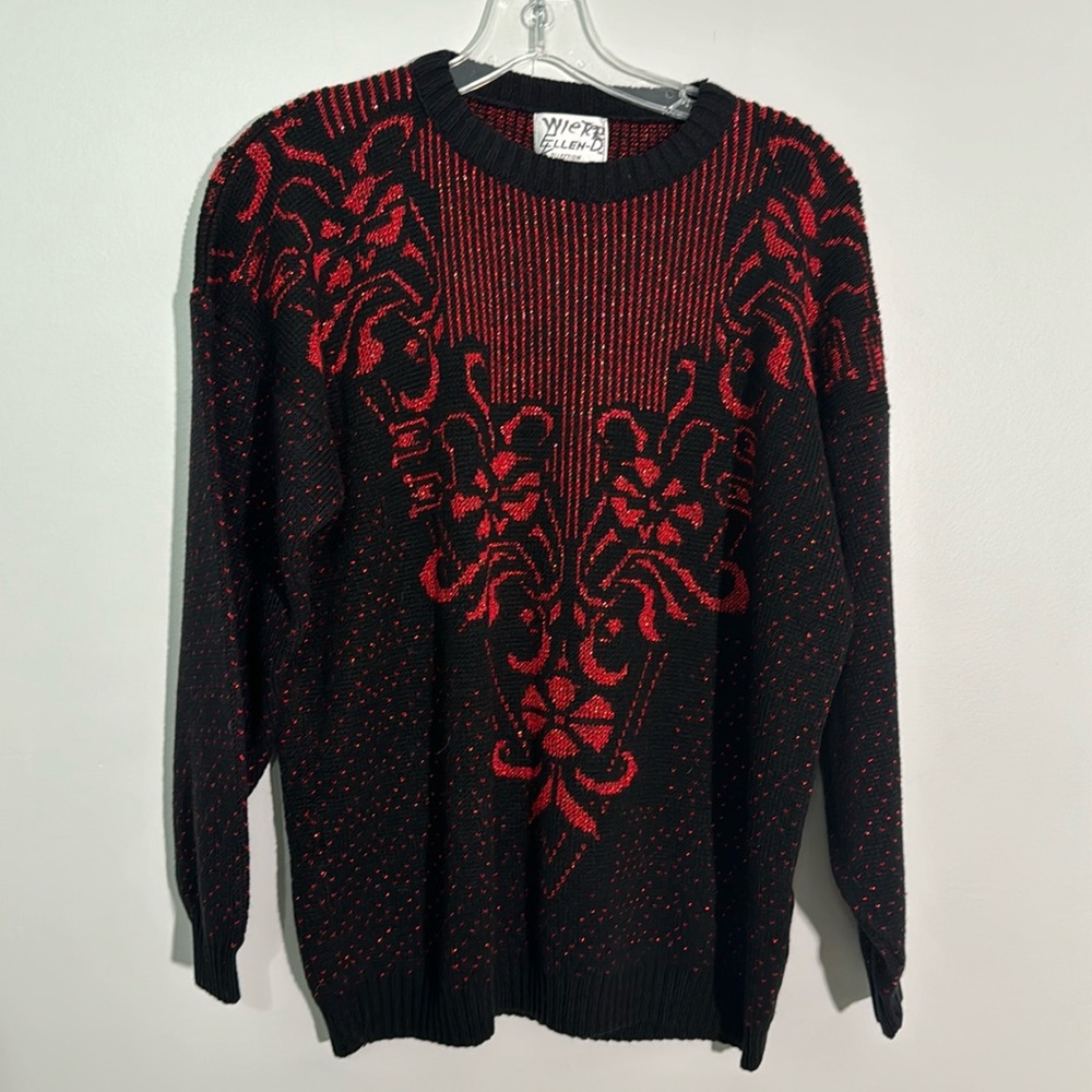 vintage 80s sweater red and black pattern